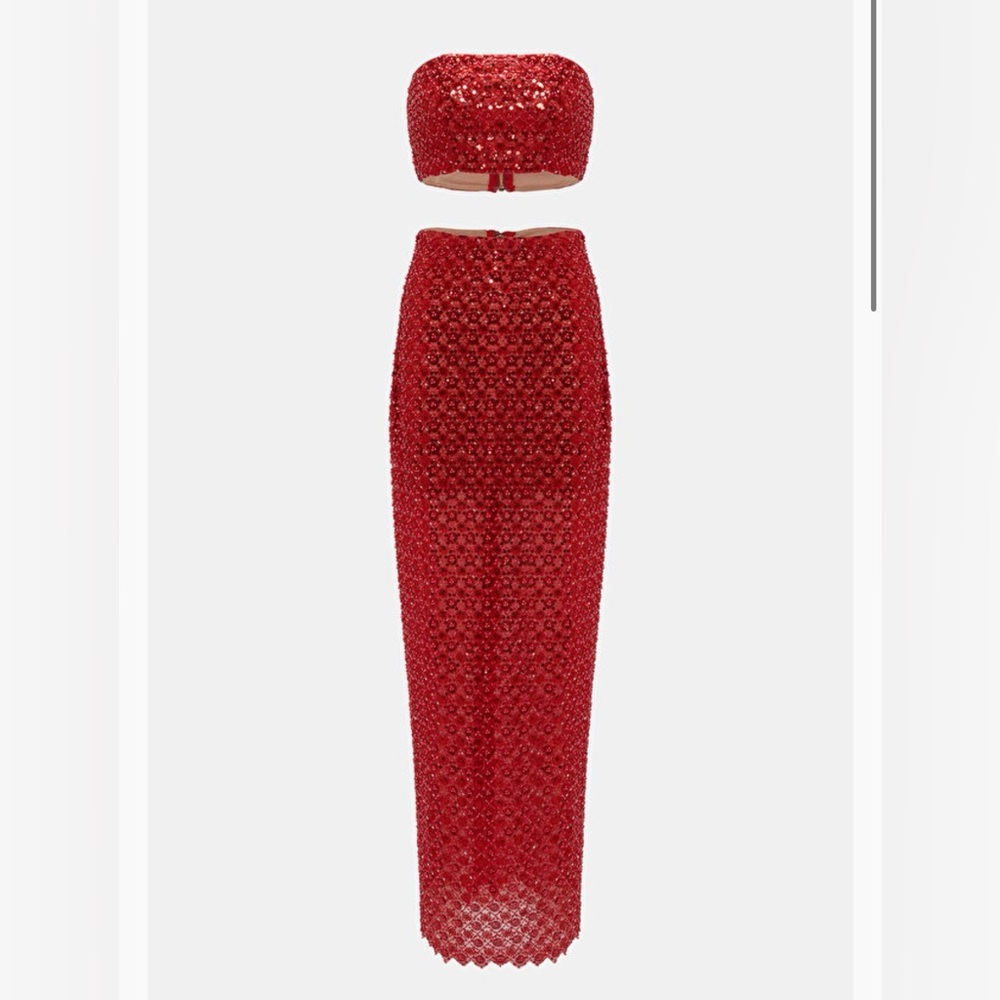 Bronx and Banco Red Sequin Two-Piece Dress